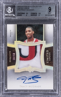 2004-05 UD "Exquisite Collection" Limited Logos #TM Tracy McGrady Signed Game Used Patch Card (#10/50) – BGS MINT 9/BGS 10 